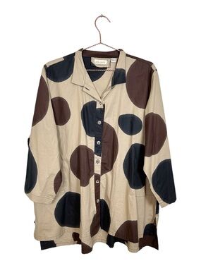 Adverb Oversized Dot Print Button-Up Shirt
